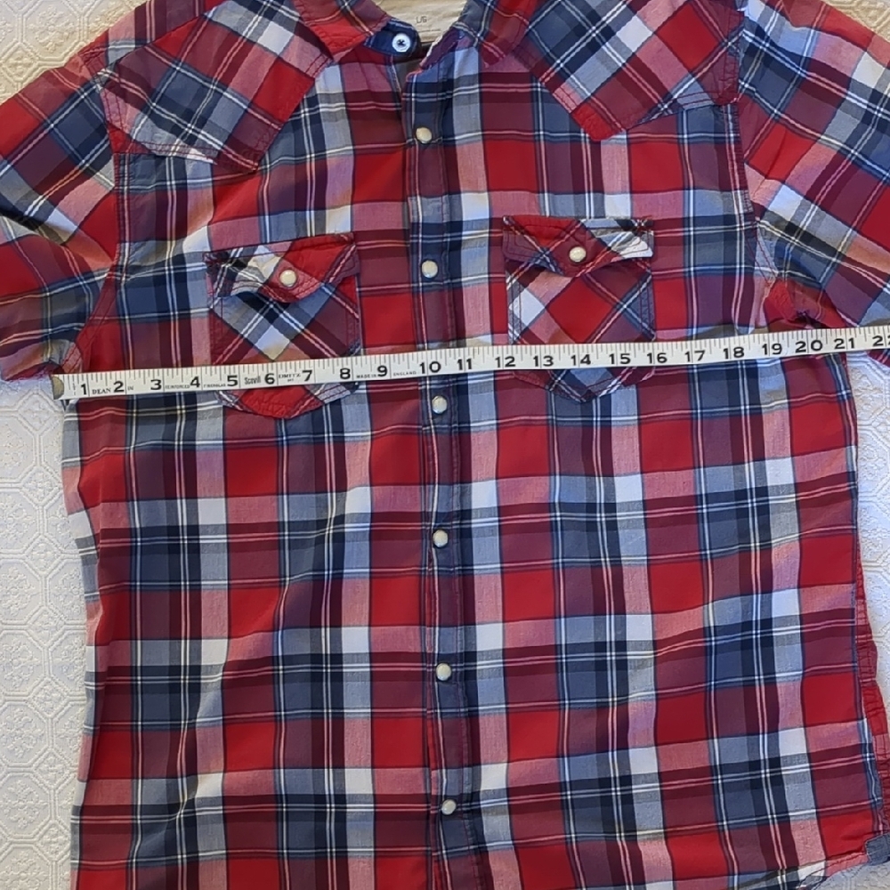 Aeropostale Red and Blue Casual Button Down Shirt Western 90s Y2k Grunge - Picture 5 of 6
